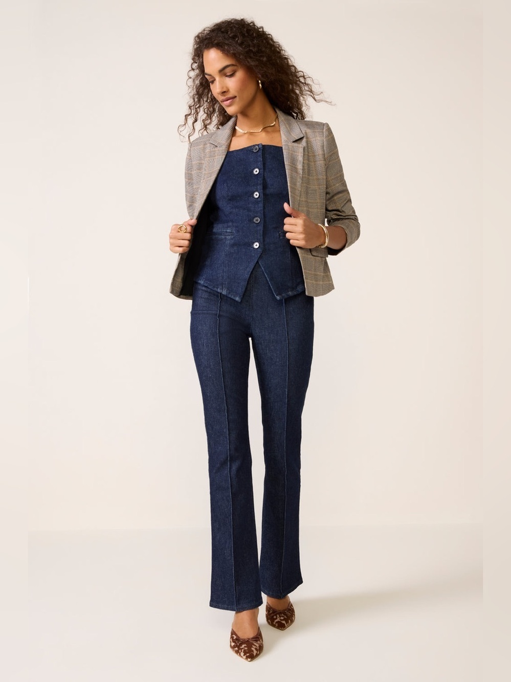 Spanx Jeans Womens Large Micro Flare Invisible Waistband Pull on Stretch New